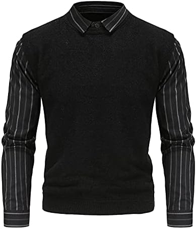 Muška jesen i zimska britanska tanka vrhova bluza Striped majica lažni dvodijelni muški vitki fit pleteni pulover