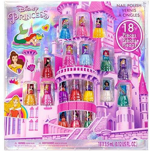 Townley Girl Disney princeza Castlebox netoksični piling na bazi vode siguran brzo sušni lak za nokte / poklon komplet za djecu djevojčice,