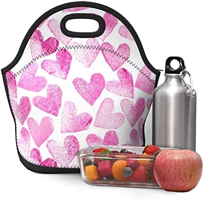 Wondermake kutija za ručak Pink Love Heart Food Container Container for Men Women Adults-work School Picnic Bbq nepropusni držač za ručak Premium toebox prenosiva torba za užinu