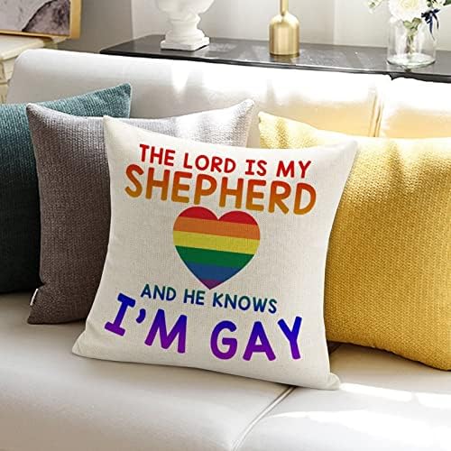 Baci jastuk Gospodar je moj pastir i on zna da sam gej jastuk lezbijski gej napredak pride cover cura rustikalni dekorsko dekortaive jastučnice za kauč na kauč na kauč na razvlačenje dnevni boravak Spavaća soba 20x20in