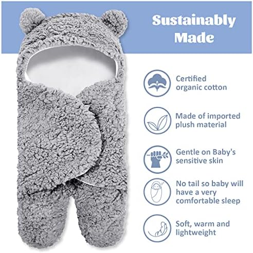 Naturals-Fleece Organic Nowborn Swaddle Wrap- Spol Neutral Mekani bebini pokrivač, poklon novorođenče