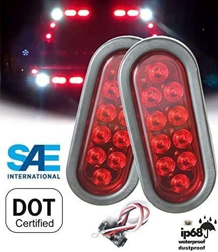 AUTOSMART 2kom crveni Ovalni zapečaćeni LED žmigavac i komplet parking svjetla sa svjetlom, Uvodnikom i utikačem za kamion, prikolicu