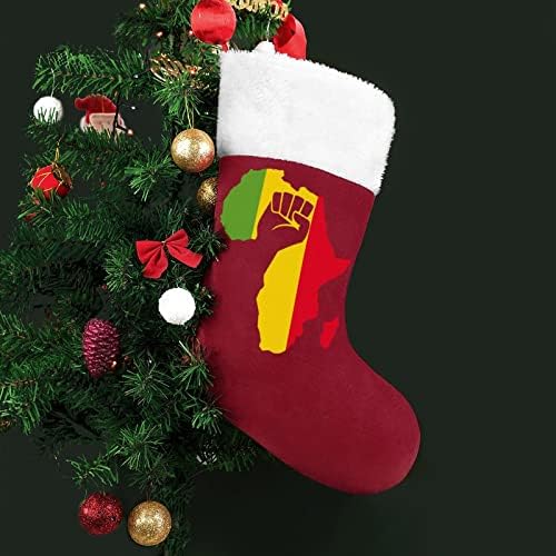Afrika Crna snaga Frist Mapa Božićne čarape Viseće čarape Ispis Xmas Tree Drvo ukrasi kamin