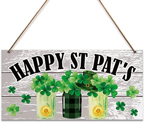 Zidni potpis za dekor Svetog Patrika, sretan St Pat's, Lucky Clover Viseći znak za kućnu kancelarijsku zabavu u Kancelariji St. Patrick