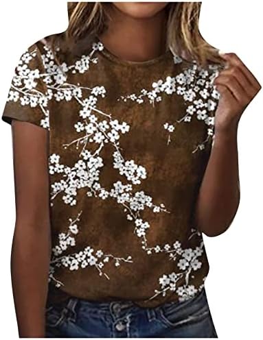 Teen Girls Ljeto Jesen Top kratkih rukava CrewNeck vrat pamučna grafička majica za žene FP FP