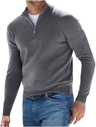 Muška majica s dugim rukavima, vuneni džemper stand up ovratnik čvrste boje blok udobnih pletenih pulovica bluze