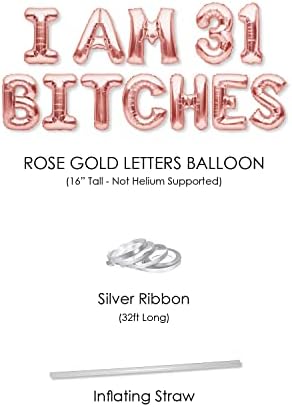 Partyforever Ja sam 31 kučke baloni Banner Rose Gold 31st Natpis za rođendan