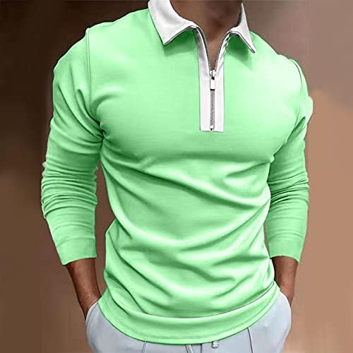 Wocachi Zip polo majice za muške 2022, muški patentni patentni patentni patentni rukav Polo ugrađene mrežnice Pique Golf tshirts džepovi