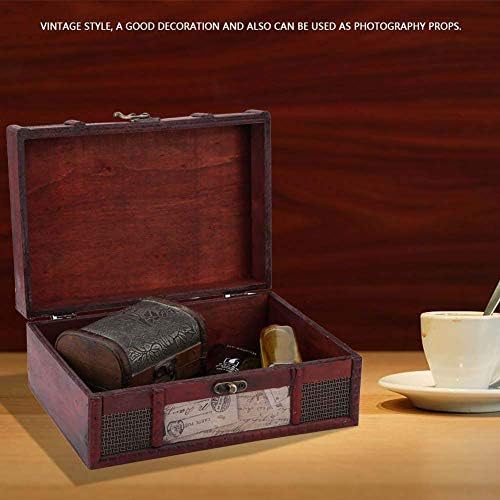 Drvena kutija Vintage pravokutni nakit Skladištenje Safe kutija za spavanje Tip Box Box Case Case Dekorativno skladištenje Organizator