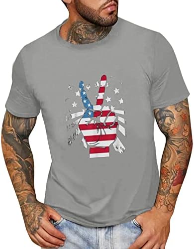HDDK MENS Patriotske kratke majice s kratkim rukavima Ljetna američka zastava pobjeda Print Crewneck casual labavi modni tee vrhovi