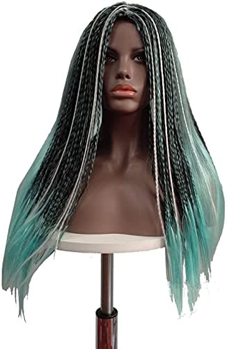 Xzgden perika za zamjenu kose, perika šiške perika evropski i američki likovi Cosplay perika pokrivala za glavu zelena pletenica, pastelna valovita perika