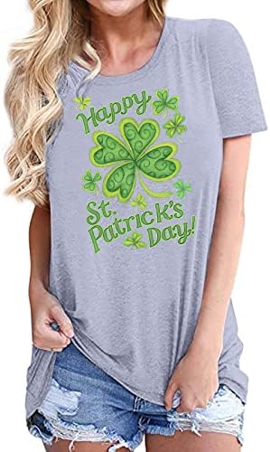 Trebinski majice za žene pakovanje, st. Patrickov dan Ženski simpatični tiskani s kratkim rukavima okrugli vrat ispred