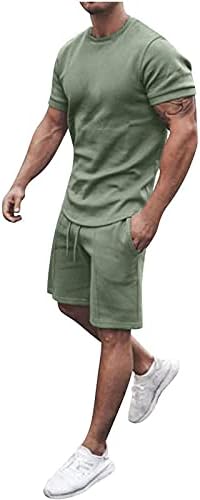 Muškarci Ljetni odjevnici 2 komada modni ležerni košulje sa čvrstom okruglom vratom i kratke hlače za plažu