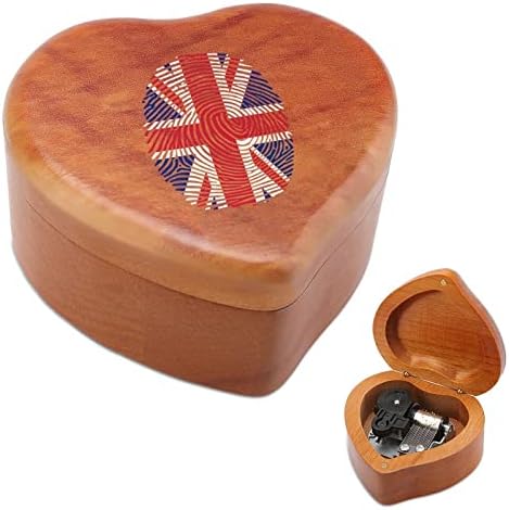 UK Finger Print Heart Music Box Drvene muzičke kutije Najbolji poklon za godišnjica božićnog rođendana