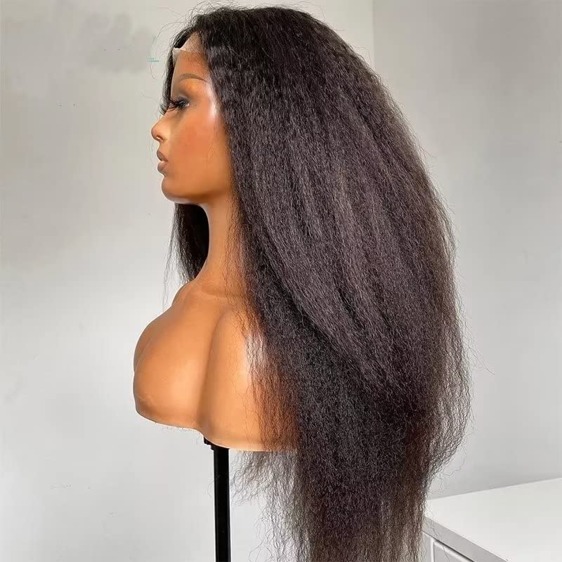 QUINLUX perike Kinky duge ravne perike za ljudsku kosu 13x6 HD prozirna čipka prednja Yaki ravne perike za ljudsku kosu za crne žene