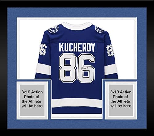Uokvirena Nikita Kucherov Tampa Bay Bay Munja Autographing Blue Fanatics Breakway Jersey - autogramirani NHL dresovi