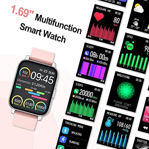 Mugo Smart Watch za muškarce, 1,69 '' Fitness Tracker, SmartWatch s monitorom za otkucaje / mirovanje, kalorie / Kompration Counter Aktivnost Tracker, štoperica, monitor za kisik krvi, puni fitnes sat 2022
