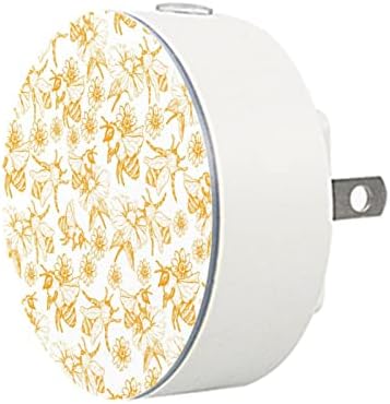 2 paketa Plug-in Nightlight LED noćno svjetlo sa senzorom sumraka do zore za dječiju sobu, rasadnik, kuhinju, hodnik medonosna pčela