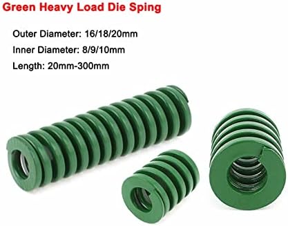Ahegas Springs 1 komad zelene kalup za predenje vanjskog premještanja 16/18/20 mm Spiralna žigosanje kompresije opruge unutarnji promjer 8/9/10 mm Dužina 20-300 mm (Veličina: 25mm, Boja: od 16mm x ID8mm