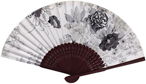 Qtqgoitem tkanina Kineski stil cvjetni uzorak Ljeto preklopno ručno ventilator bijelo