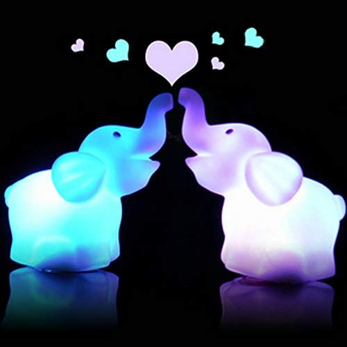 Potato001 slatka led u obliku slona 7 lampa za promjenu boje Noćna spavaća soba Kućni dekor poklon-Bijela