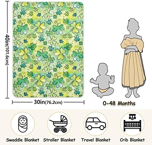 Swaddle pokrivač ručno oslikan Shamrock-ov dan St. Patrickov debeli pokrivač za dojenčad, primanje pokrivača, lagane mekane prekrivač