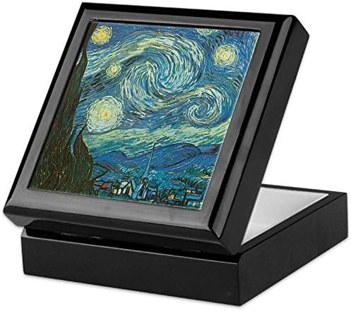 Cafepress zvjezdani noćni vanjski sat Gogh Sadržaj kutija, gotova kutija za nakit tvrdog drveta, velvet obloženi memento kutija