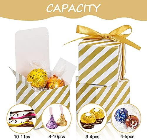 Beishida Mali božićna obrada Box Gold Stripe Bulk Party favorira poklon kutija za vjenčanje Favorit Candy Goody Box sa vrpcom za rođendan