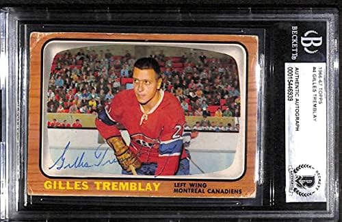 4 Gilles Tremblay - 1966 TOPPS hokejske kartice GRADEED BGS Auto - hokejske ploče sa autogramiranim karticama