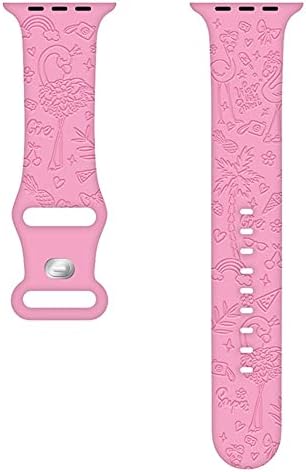 Flamingo ugravirani bendovi kompatibilni sa Apple Watch Band 38mm 40mm 41mm 44mm 45mm, meka sportski silikonski zamenski remen za IWATCH opsege serije SE 8 7 6 5 4 3 2 1