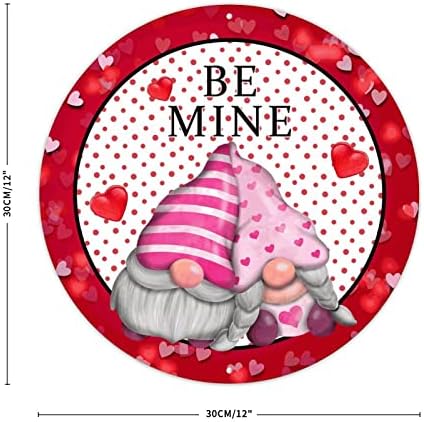 Sretan Valentinovo okrugli metalni znakovi zaljubljenih Gnomes Par belenijski metalni znak crveni okrugli tački gnome love srčani