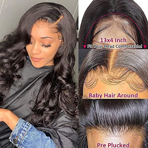 Body Wave Lace prednje perike ljudska kosa 13x4 čipkaste frontalne perike za crne žene ljudska kosa, 150% gustoće brazilske Djevičanske Perike od ljudske kose prethodno iščupane dječjom kosom prirodna linija kose