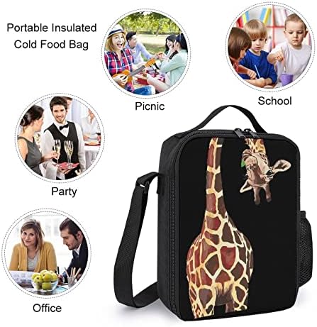 Smiješna žirafa izolovana torba za ručak za višekratnu upotrebu Bento Box ledena hladnjača sa naramenicom za žene i muškarce
