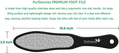 PurOrganica Premium turpija za stopala - 10,6 dugo profesionalno sredstvo za uklanjanje kukuruza i žuljeva pedikir Rasp - za debelu, ispucalu, mrtvu i suhu kožu - za ljuskava stopala, koljena i laktove
