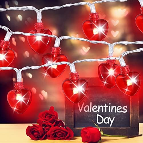 GETTERB 10ft 40led Majčin dan dekor crveno srce u obliku svjetla Fairy niz svjetla na baterije za Valentinovo godišnjica posebna noć