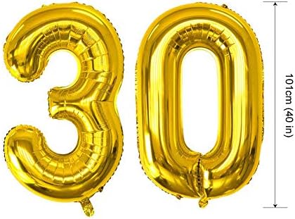 HankRobot dekoracije za 30. rođendan potrepštine za zabavu（40pack） Zlatni Broj balon 30 Happy Birthday Banner Latex baloni konfeti