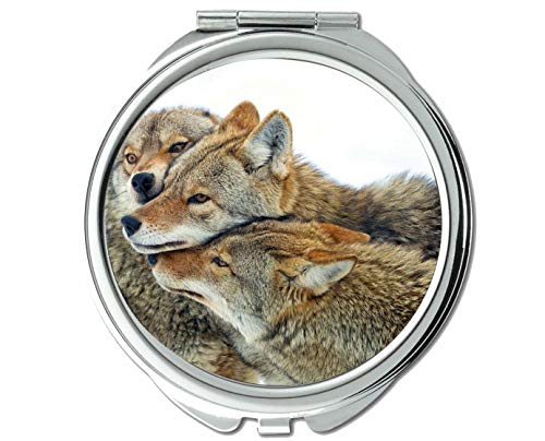 Ogledalo, ogledalo za šminkanje, džepno ogledalo za odrasle životinjskog Vuka,1 X 2x uvećanje