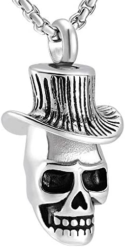Zlxl719 nehrđajući čelik sa kaubojskim šeširom glave kremacije privjesci za pepeo za muškarce za muškarce urn ogrlicu Memorijski nakit BFBLD