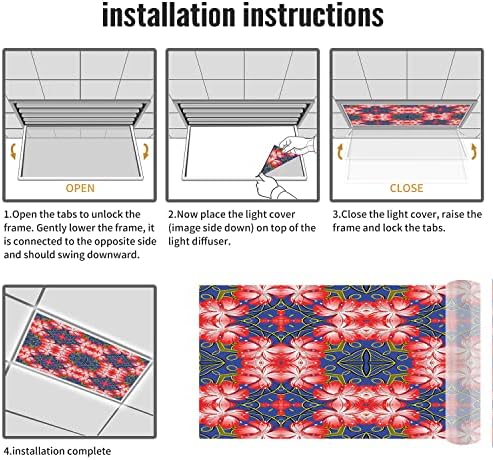 Fluorescentno svjetlo pokriva za kancelariju u učionici-cvjetni uzorak-fluorescentno svjetlo pokriva za kancelariju u učionici-2ft x 4ft pad plafona fluorescentno dekorativno, višebojno