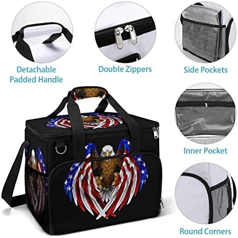 American Eagle američka zastava Bald Eagle Cooler Box izolovana nepropusna torba za hlađenje torba za ručak za piknik na plaži Radna putovanja 15.4x12