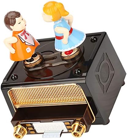 Schellen Music Box, ABS mini vintage smeđa radio oblika sa Clockwork-om sa lutkama za pohranu Music Box Ornament za muzičke poklone