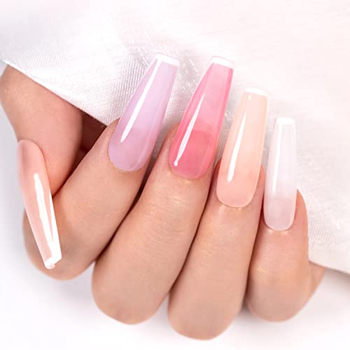KRISNICE Jelly Nude gel Set lakova za nokte, 2 prozirne boje Sheer Pink Orange Gel komplet za nokte, 2 Cat Gel za nokte Pink za salonski