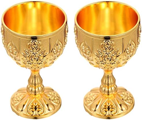 BESTonZON Glass Tumblers Wedding Table Decor 4 Kom Pehar Cup Metal Liker Pehar Shot Glass Metal Liquer Cup Gold Metal Retro Glass