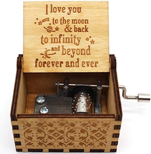 Ukebobo Wooden Music Box - Volim te na Mjesec i Back Music Box, pokloni za kćer, poklone za sina, poklone za ljubav - 1 set