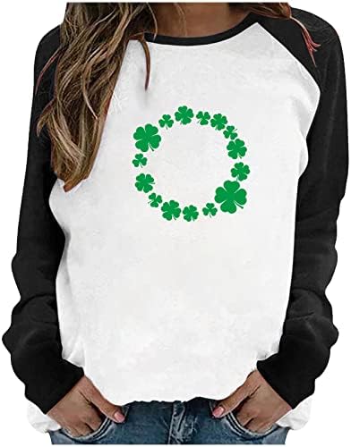Žene Ljeto Fall Thirt dugih rukava Mekana udobna odjeća Crewneck Patch St. Patrick's Dnevna bluza TEE za djevojke ha