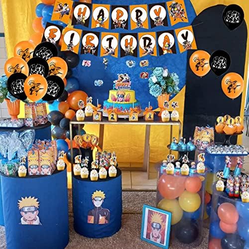 115kom Anime rođendanske potrepštine za djecu rođendan, Anime Party Dekoracije uključene Hretan Rođendan Banner, stolnjak, lateks baloni, torta Topper, Cupcake Toppers, naljepnice