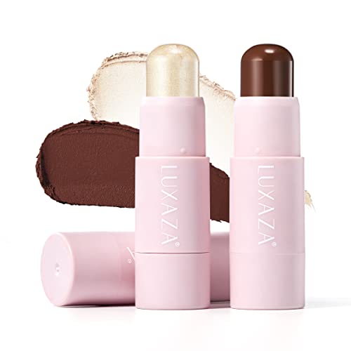 LUXAZA 2kom krema Contour highlighter Stick komplet za šminkanje lica, Creme Bronzer Foundation Shaping Trim Stick Wand za djevojčice