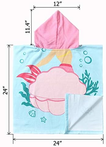 NovForth dečiji peškir za plažu za dečake devojčice, oblog od peškira za kupanje sa kapuljačom od sirene, peškir za bazen za malu