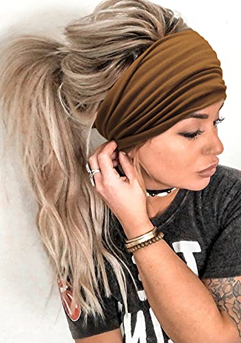 Wide Headbands for Women Black Stylish head Wraps Boho Thick Hairbands Large African Sport Yoga Turban headbands Hair Accessories