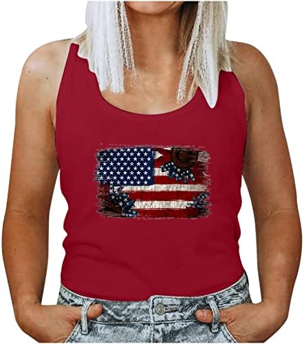 Košulje od 4. srpnja za žene Ljeto tunika bez rukava na vrhu Dan neovisnosti Patriotska majica Američka američka država zastava